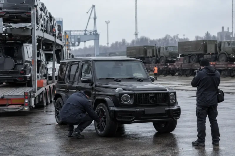 Polisen misstänker att stulna lyxbilar förs till Ukrainakriget