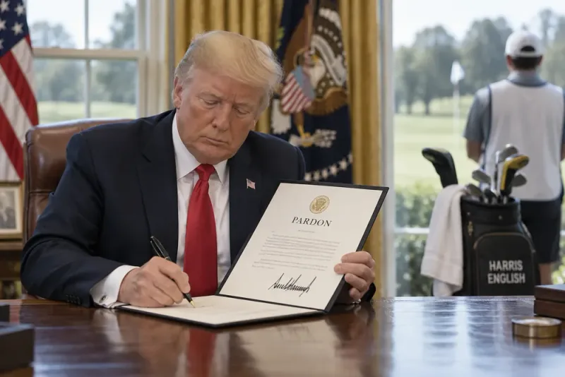 Donald Trump benådar Harris Englishs caddie