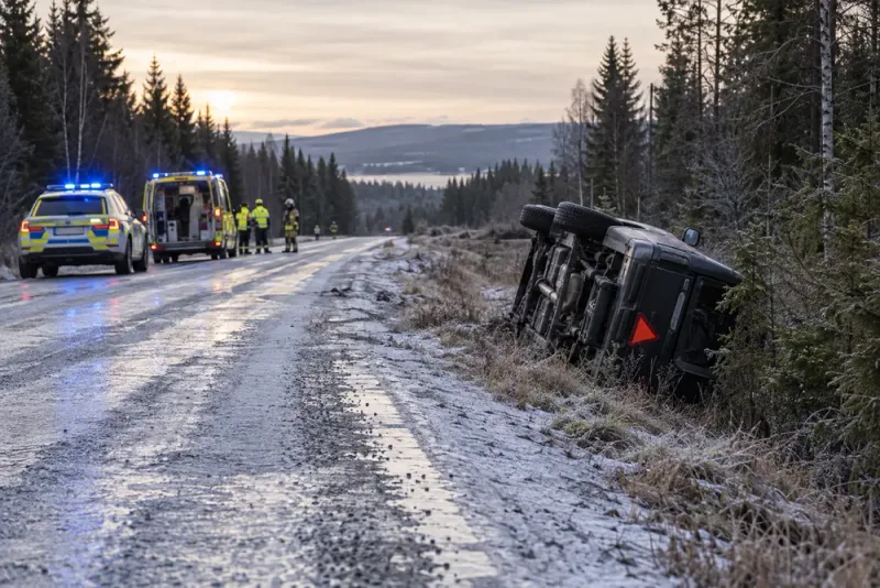Tonårspojke till sjukhus efter vältning på E12