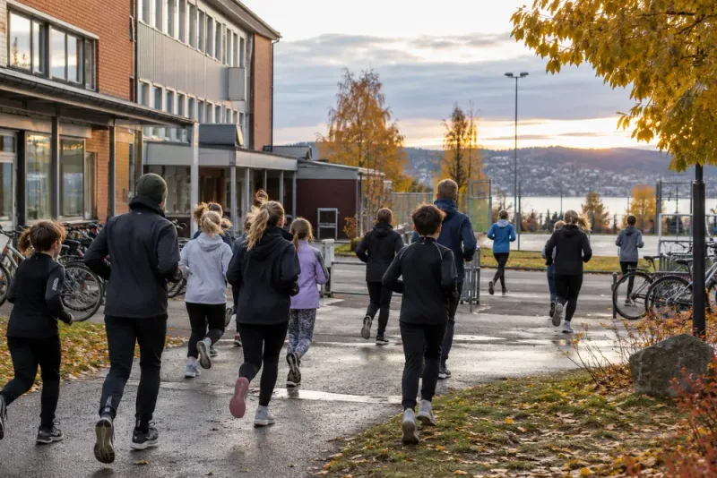 Parkskolan inför gemensam löpning före fredagens lektioner
