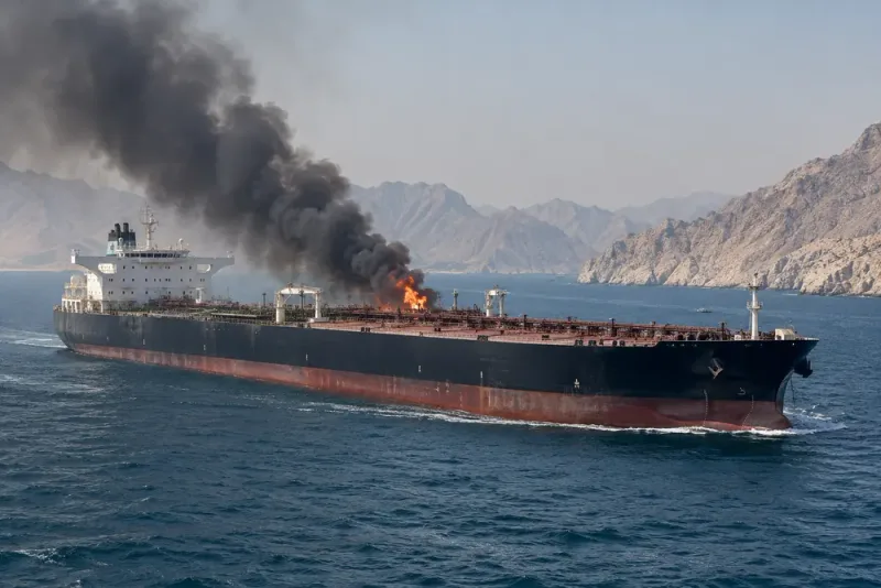 Supertanker uppges ha träffat en sjömina i Hormuzsundet