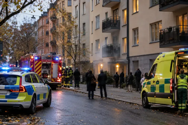 Rökgranat utlöste brandlarm i flerfamiljshus på Södermalm