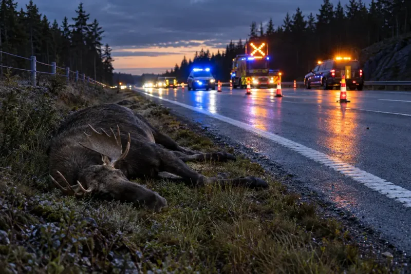 Älg död efter trafikolycka – E4 stängdes av
