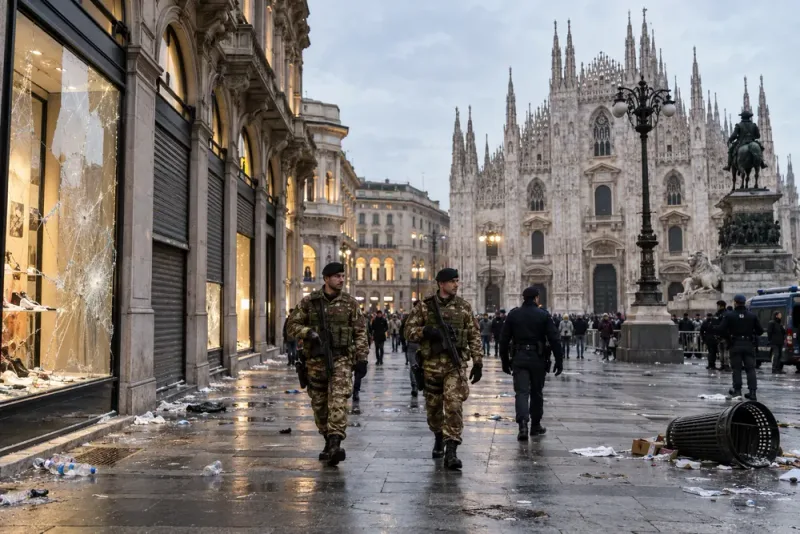 Italien sätter in 500 militärer efter våldsamma protester