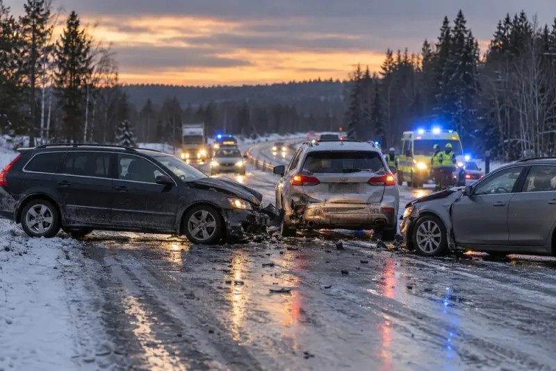 Tre bilar i kollision på E12 – skadeläget oklart