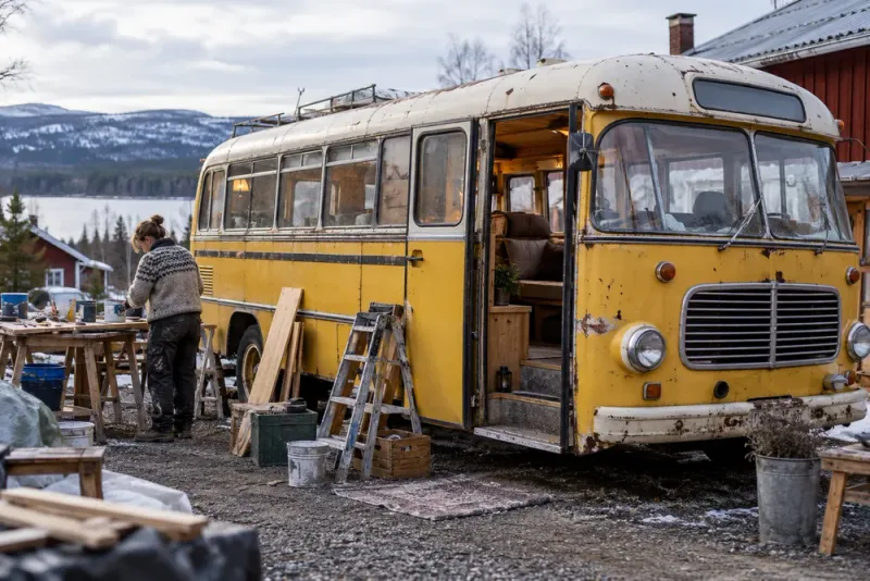 Erika Kofoed bygger om veteranbuss till mötesplats