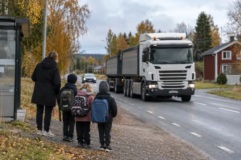 Föräldrar kräver säkrare skolväg efter allvarlig lastbilsolycka