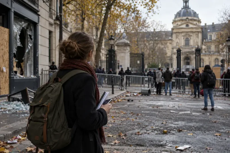 Protesterna lamslår studierna – Evelina Östberg överväger att lämna Paris