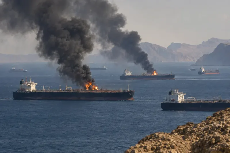 Iran hävdar att sju fartyg brinner efter attacker