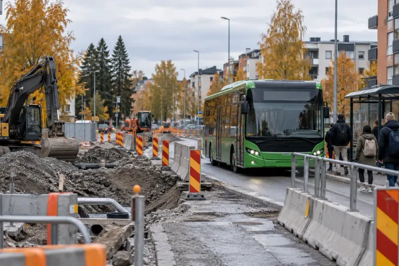 Umeå erbjuder gratis busskort under omfattande vägarbete