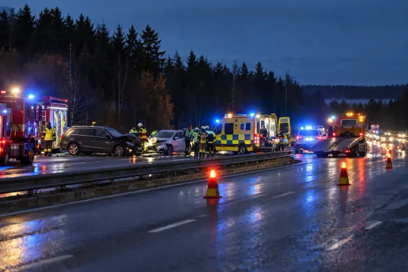 Två fordon i olycka – E16 stängdes av