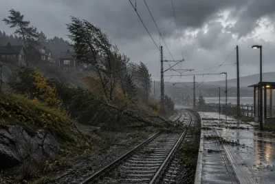 Stormen Boelo orsakar strömavbrott och stoppar tågtrafik