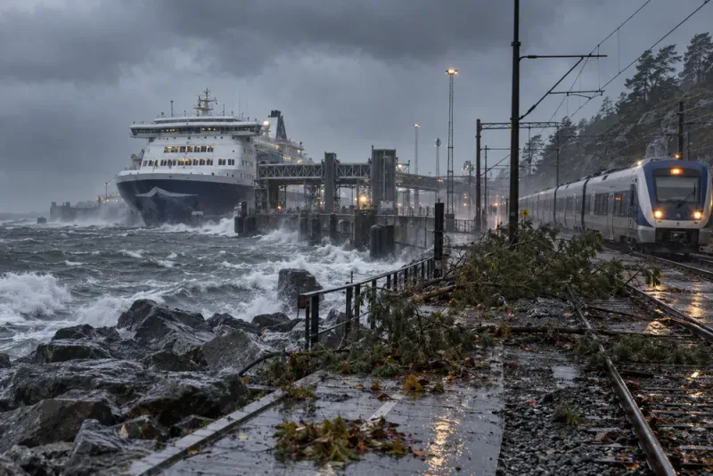 Stormen Boelo stoppar tåg och försenar Gotlandsfärjor