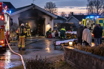 Sju barn skadades i garagebrand – grannar ryckte in
