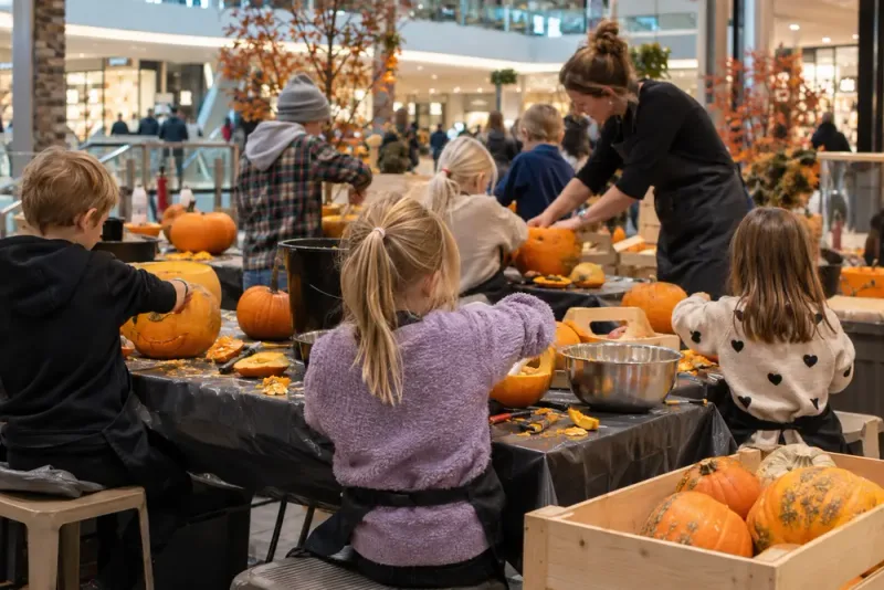 Barn skapade halloweenlyktor vid pumpaverkstad i Luleå