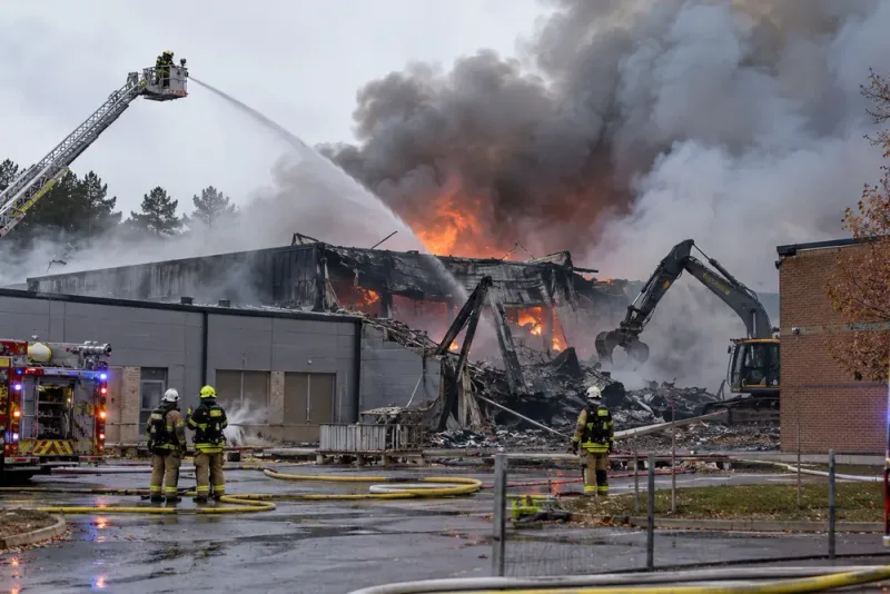 Våldsam brand ödelade sporthall i Tumba – ungdomar evakuerades