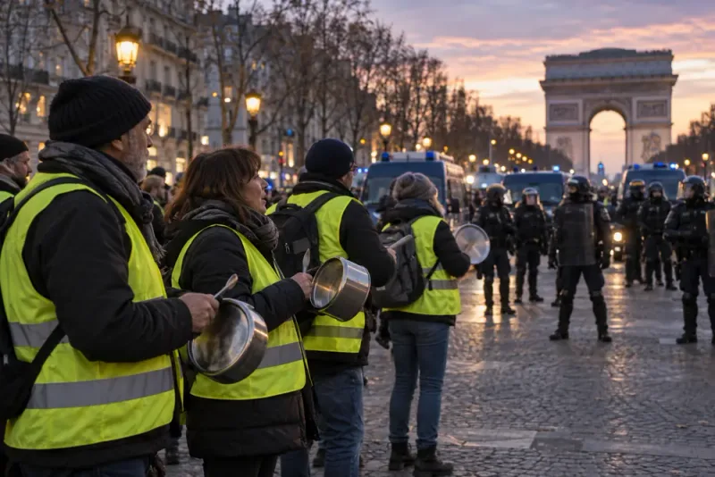 Gula västarnas protester möts av omfattande polisinsatser